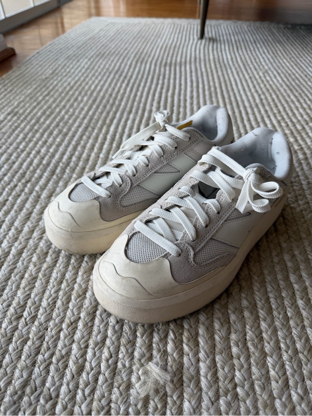 New Balance Women's Lace-Up Sneakers in Off-White and Light Gray